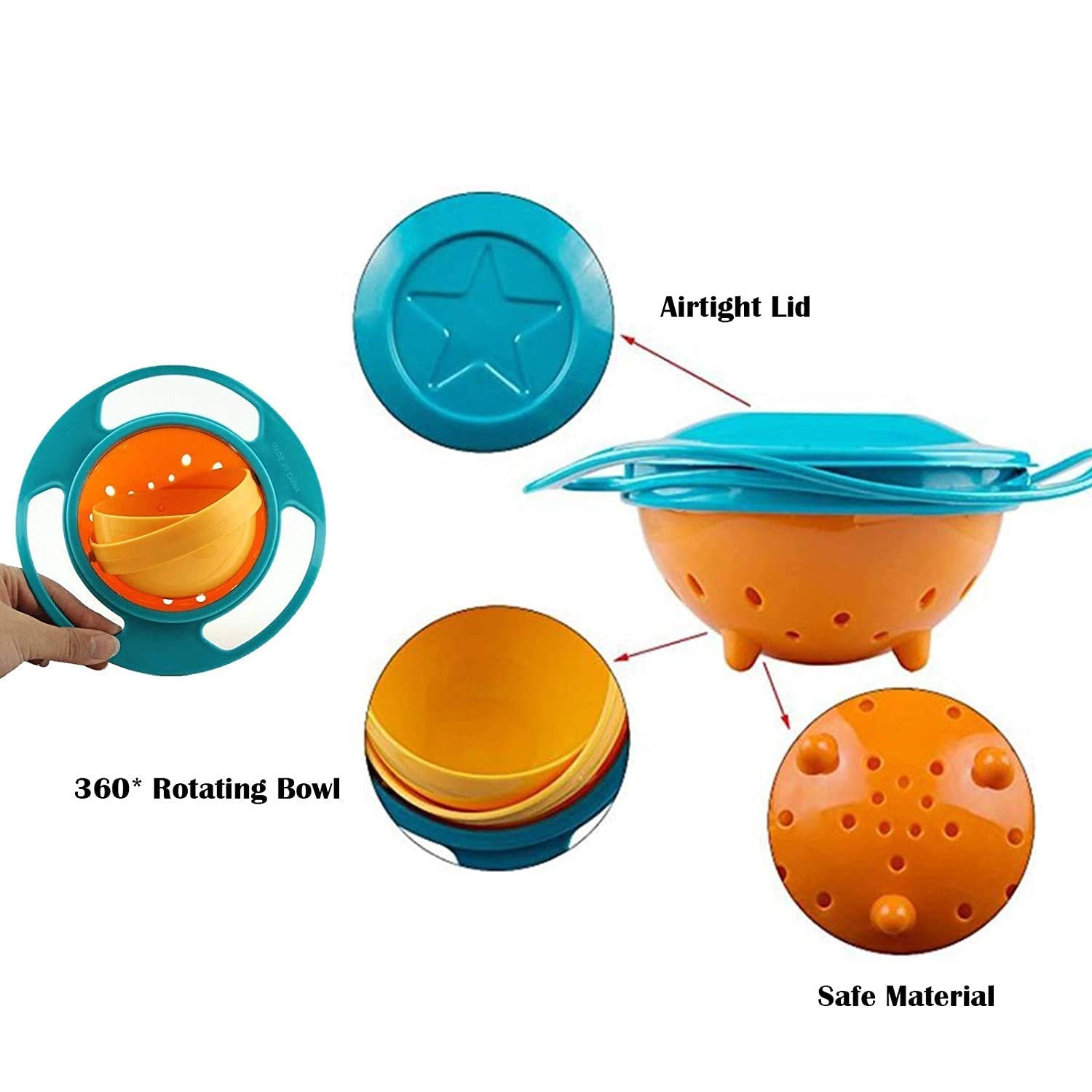 360 Rotate Spill & Kid Proof Bowl