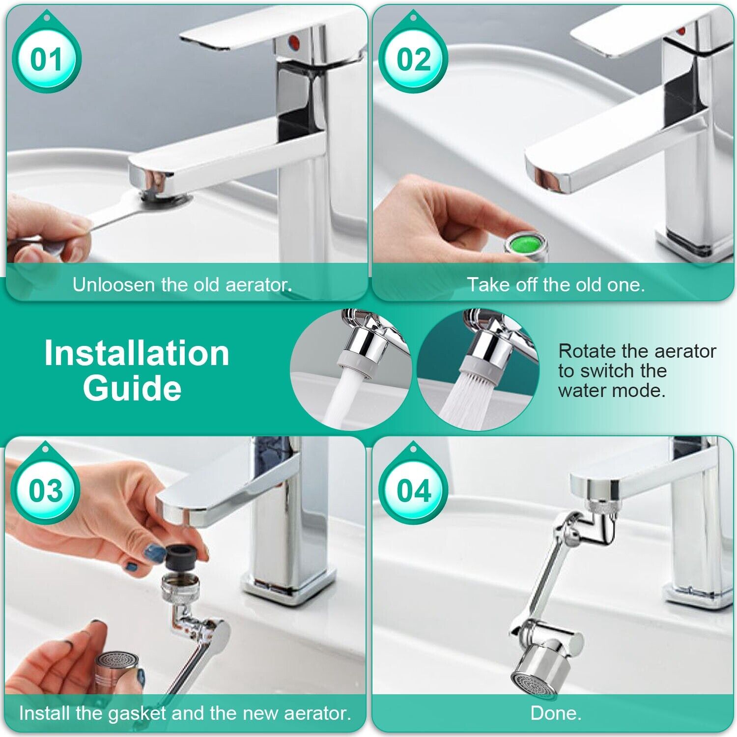 1080° rotatable splash filter faucet