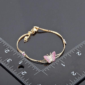 Austrian Crystal Butterfly and Flower Charm Bracelet